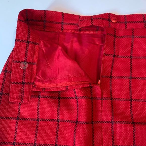 Vintage Braemar Wool Skirt Red Windowpane Plaid Waist 28" - Picture 5 of 10
